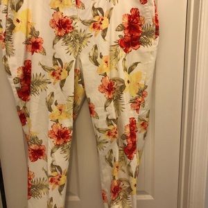 White and pink floral pattern Talbots Chino Pants size 18W